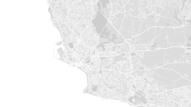 Bridgetown şehrinin detaylı beyaz vektör haritası posteri. Binaları olan gökyüzü manzarası. Kraliyet ücretsiz illüstrasyon.