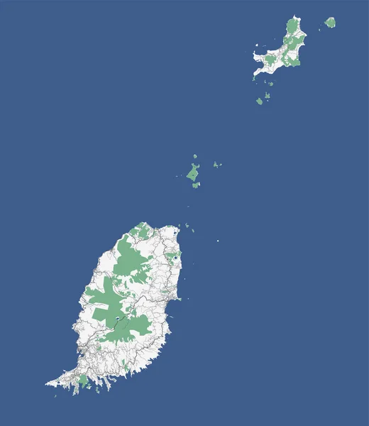 Schwarze Karte Von Grenada Karibik Inselstaat — Stockvektor