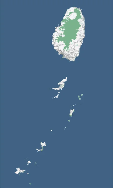 San Vicente Las Granadinas Mapa Islas Del Caribe País — Vector de stock