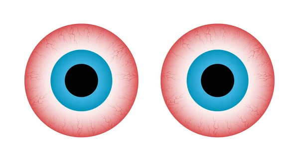 Vista Frontal Ojos Rojos Estrés Insomnio Del Sueño Capilares Pupilas — Vector de stock