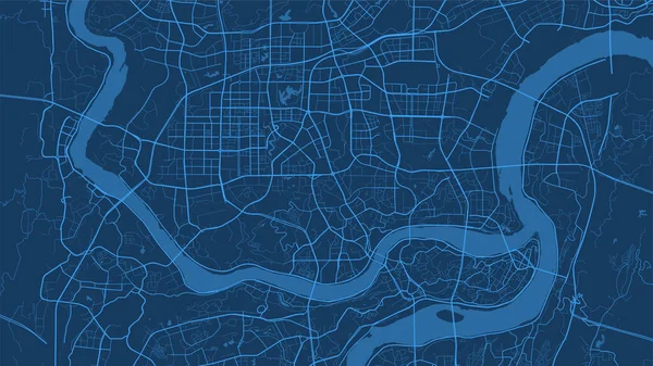 Sötétkék Chongqing Város Terület Vektor Háttér Térkép Utak Víz Illusztráció — Stock Vector