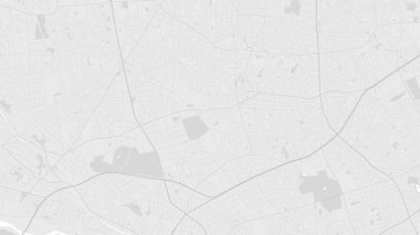 White and light grey Setagaya city area vector background map, roads and water illustration. Widescreen proportion, digital flat design roadmap.