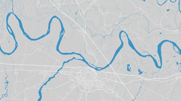 意大利皮亚琴察市波河图 灰色背景路线图上的蓝色 矢量图解 详细的轮廓 — 图库矢量图片