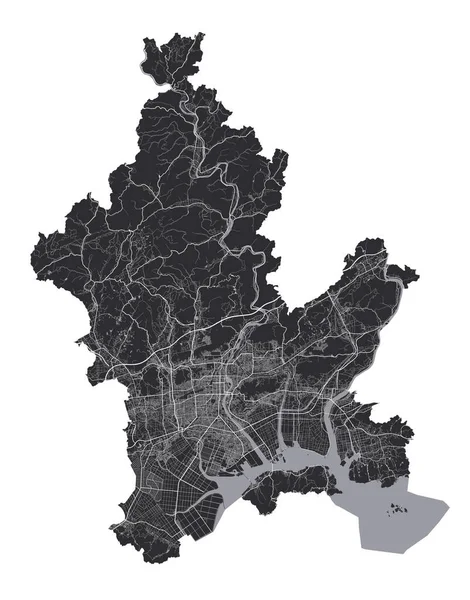 Χάρτης Okayama Λεπτομερής Διανυσματικός Χάρτης Της Διοικητικής Περιοχής Της Πόλης — Διανυσματικό Αρχείο