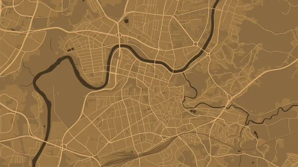 维尔纽斯市背景地图 棕色和橙色市区地图 立陶宛 1920 1080年 Neris河和Vilnia河公路铁路公园矢量说明 — 图库矢量图片