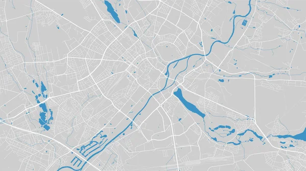 Warthe Karte Stadt Poznan Polen Wasserlauf Wasserfluss Blau Auf Grauem — Stockvektor