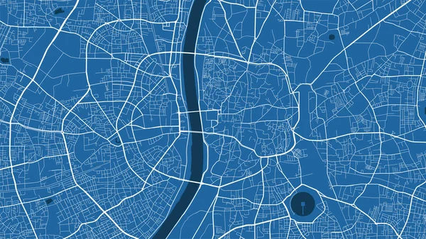 Detailed Map Poster Ahmedabad City Administrative Area Blue Skyline Panorama — Stockvektor