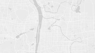 Beyaz ve açık gri Changsha şehri vektör arkaplan haritası, yollar ve su çizimleri. Geniş ekran oranı, dijital düz tasarım yol haritası.