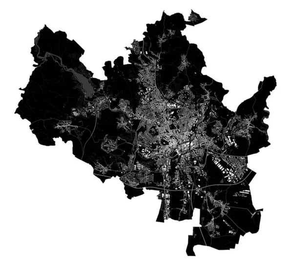 Mapa Vetorial Brno Mapa Vetorial Detalhado Área Administrativa Cidade Brno — Vetor de Stock