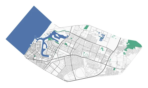Karte Von Ajman Verwaltungsgebiet Der Stadt Vae Detaillierten Stadtplan Vektor — Stockvektor