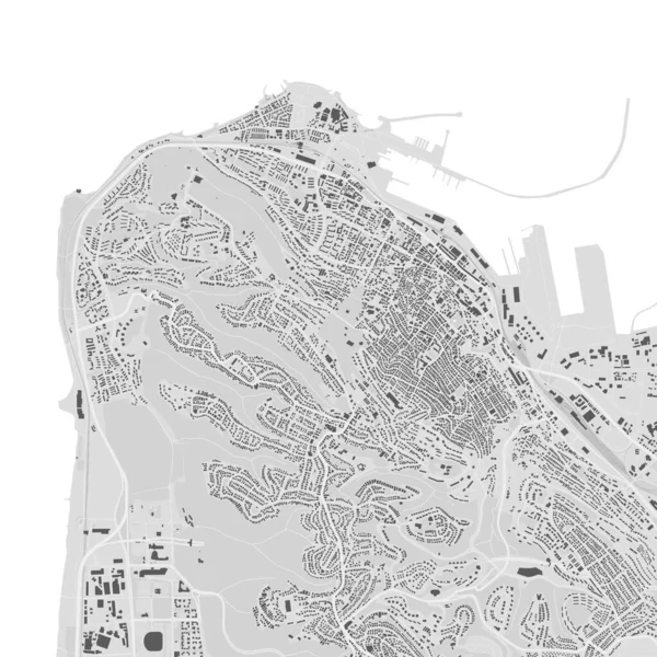 Stadtvektorkarte Von Haifa Vektorillustration Haifa Karte Graustufen Schwarz Weiß Kunstposter — Stockvektor