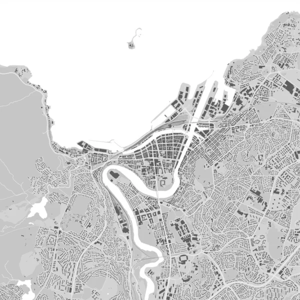 トロンハイムの都市ベクトル図 ベクターイラスト トロンハイム地図グレースケール黒と白のアートポスター 道路地図画像 大都市圏ビュー — ストックベクタ