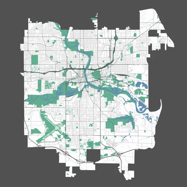 Des Moines Karta Huvudstad Usa Delstaten Iowa Kommunal Förvaltningsområde Karta — Stock vektor