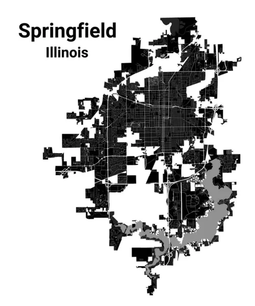 Σπρίνγκφιλντ Πρωτεύουσα Του Ιλινόις Δημοτικά Διοικητικά Σύνορα Ασπρόμαυρος Χάρτης Περιοχών — Διανυσματικό Αρχείο