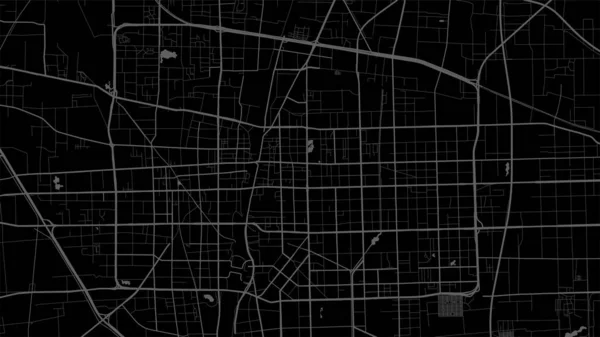 ダークブラックShijiazhuang都市エリアベクトルの背景マップ 道路や水のイラスト ワイドスクリーンの割合 デジタルフラットデザインロードマップ — ストックベクタ
