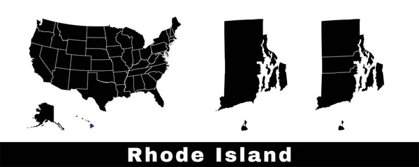 Rhode Island State Map Usa Set Rhode Island Maps Outline — Stock Vector