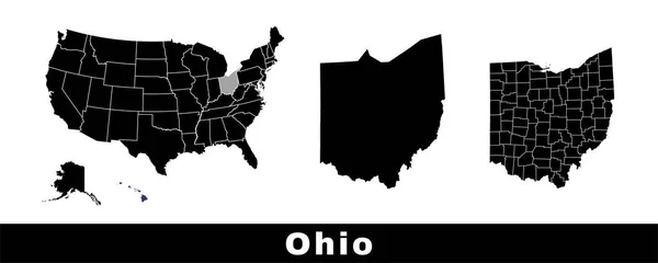 Ohio Eyalet Haritası Abd Ohio Haritaları Sınır Çizgileri Eyaletler Abd — Stok Vektör