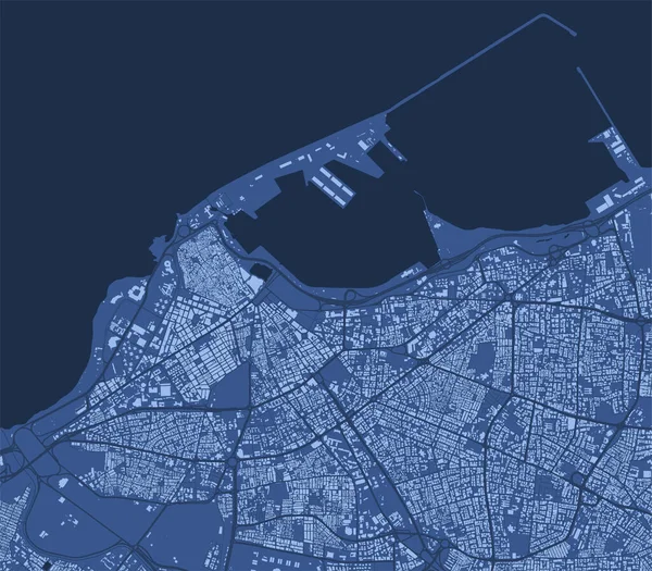 Mapa Vetorial Azul Detalhado Poster Área Administrativa Cidade Trípoli Panorama — Vetor de Stock