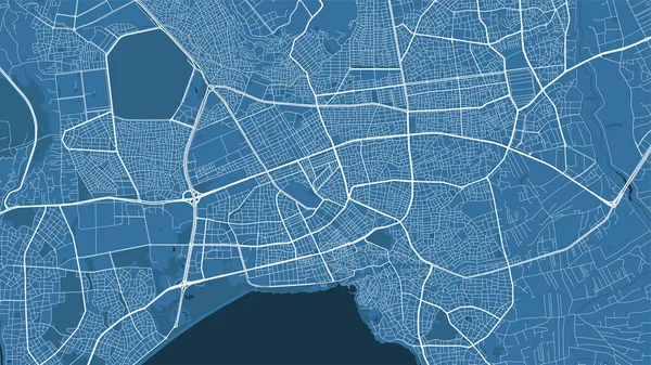 Cartel Detallado Del Mapa Antalya Ciudad Área Administrativa Escenario Azul — Vector de stock