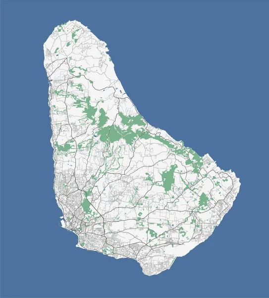 巴巴多斯地图 加勒比岛屿图解 — 图库矢量图片