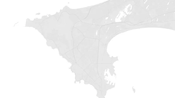 白とライトグレーのダカール市周辺のベクトル背景マップ 道路や水のイラスト ワイドスクリーンの割合 デジタルフラットデザインロードマップ — ストックベクタ