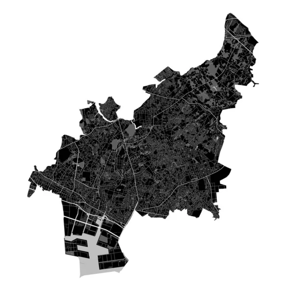 Mapa Funabashi Mapa Vectorial Detallado Funabashi Área Administrativa Ciudad Cartel — Vector de stock