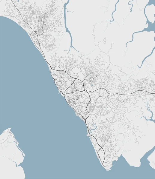 Χάρτης Λιμπρεβίλ Πρωτεύουσα Της Γκαμπόν Χάρτης Δημοτικής Διοικητικής Περιοχής Ποτάμια — Διανυσματικό Αρχείο