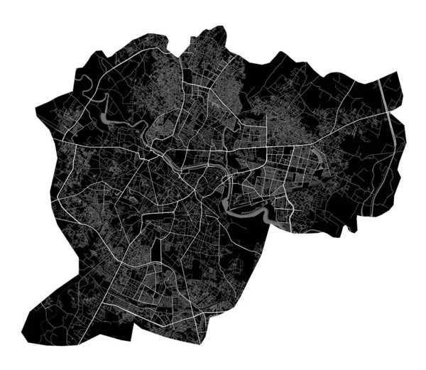 Glücklicherweise Detaillierte Vektorkarte Der Stadt Lucknow Verwaltungsgebiet Stadtbild Plakat Großstadtansicht — Stockvektor
