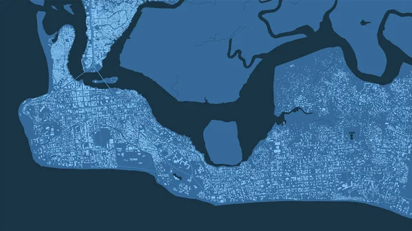 Póster Detallado Mapa Vectorial Azul Monrovia City Administrative Área Liberia — Vector de stock