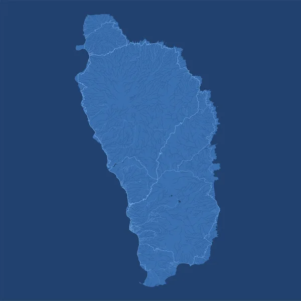 Kék Dominika Térkép Karib Szigeteki Ország Részletes Térkép Közigazgatási Határral — Stock Vector