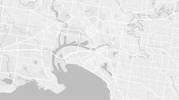 Vit Och Ljusgrå Melbourne Stadsområde Vektor Bakgrundskarta Vägar Och Vatten — Stock vektor