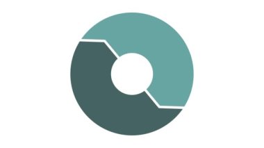 İki oklu yaşam döngüsü ikonu. İki parçalı daire animasyonu. Kalın düz yenileme ve geri dönüşüm çemberi. Beyaz arkaplanda yeşil renk.