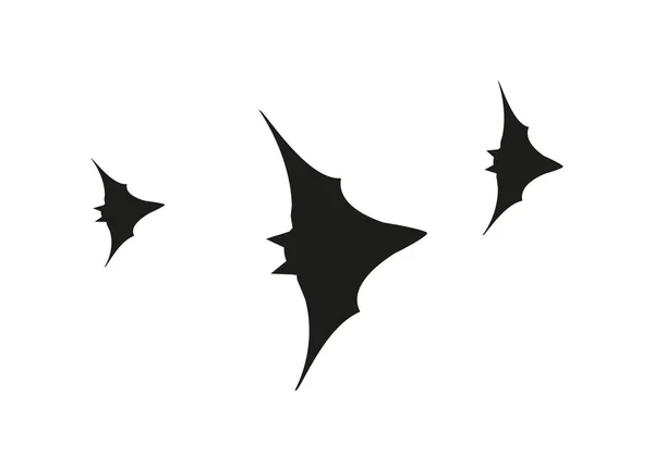 3匹のコウモリ 絶縁された輪郭アイコンバット画像 白い背景の黒いベクトルイラスト ハロウィンアウトラインオブジェクト — ストックベクタ