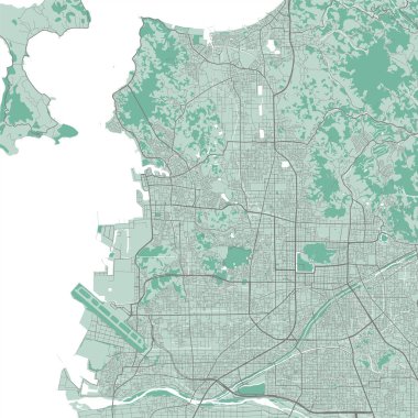 Japonya, Matsuyama 'nın vektör haritası. Şehir haritası poster illüstrasyonu. Matsuyama Harita Sanatı.