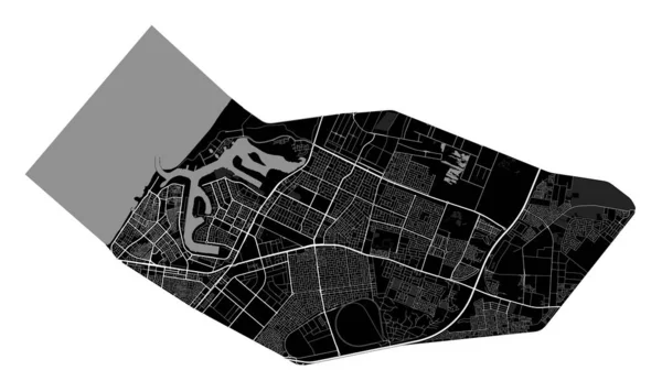 Schwarze Karte Von Ajman Verwaltungsgebiet Der Stadt Mit Grenze Vae — Stockvektor