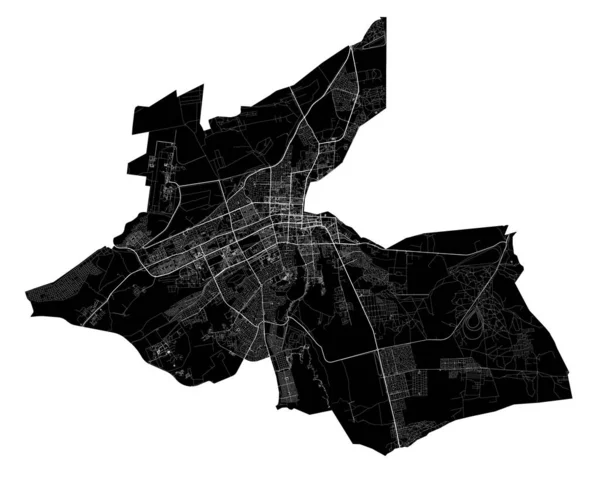 Ain Vektorkarte Detaillierte Schwarze Karte Des Verwaltungsgebiets Der Stadt Ain — Stockvektor