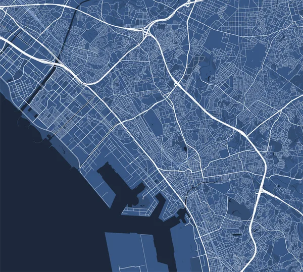Mapa Detalhado Pôster Área Administrativa Cidade Chiba Panorama Horizonte Azul — Vetor de Stock