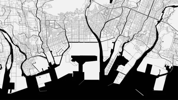 喜弥济市地图 城市黑白海报 具有大都市垂直区域视图的路线图图像 — 图库矢量图片