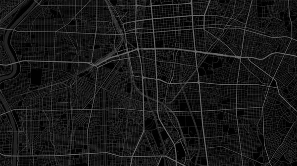 名古屋市の地図 都会の黒と白のポスター 都市の垂直地域ビューとロードマップ画像 — ストックベクタ