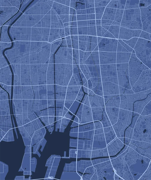 Подробный Постер Карты Административного Района Города Нагоя Голубая Панорама Неба — стоковый вектор