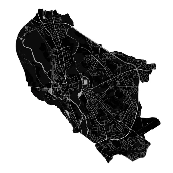 Oxford City Black Map Inglaterra Reino Unido Mapa Administrativo Detalhado — Vetor de Stock