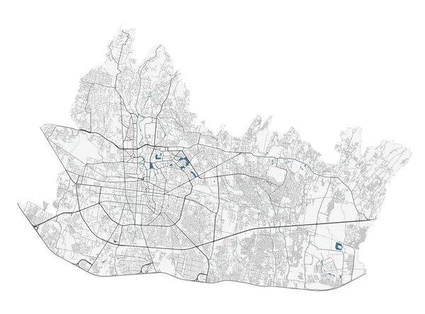 万隆地图万隆市行政区划详细地图 全景全景 有公路 河流的路线图免使用费矢量图解 — 图库矢量图片