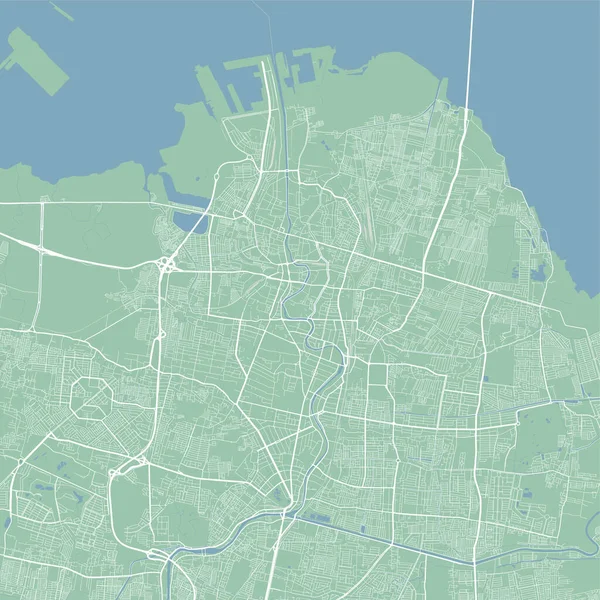Mapa Vetorial Surabaya Indonésia Urban City Road Map Poster Illustration — Vetor de Stock