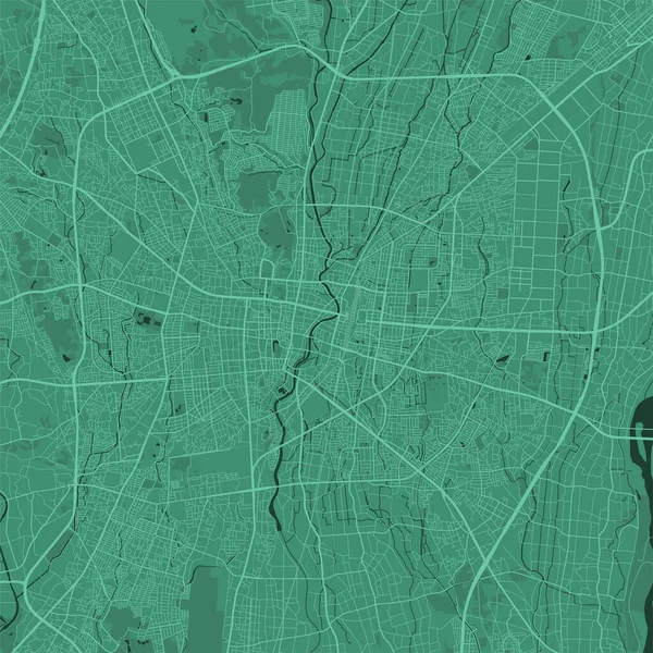 Mapa Detalhado Pôster Área Administrativa Cidade Utsunomiya Panorama Horizonte Verde — Vetor de Stock