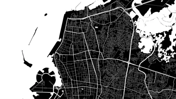 Mapa Cidade Makassar Cartaz Urbano Preto Branco Imagem Mapa Estrada — Vetor de Stock