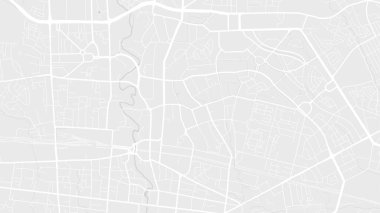 Arka plan Bandung haritası, Endonezya, beyaz ve açık gri şehir posteri. Yol ve su vektör haritası. Geniş ekran oranı, dijital düz tasarım yol haritası.