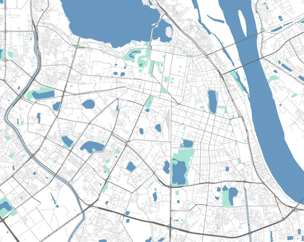 stock vector Hanoi map. Detailed map of Hanoi city administrative area. Cityscape panorama. Road map with highways, rivers. Royalty free vector illustration.