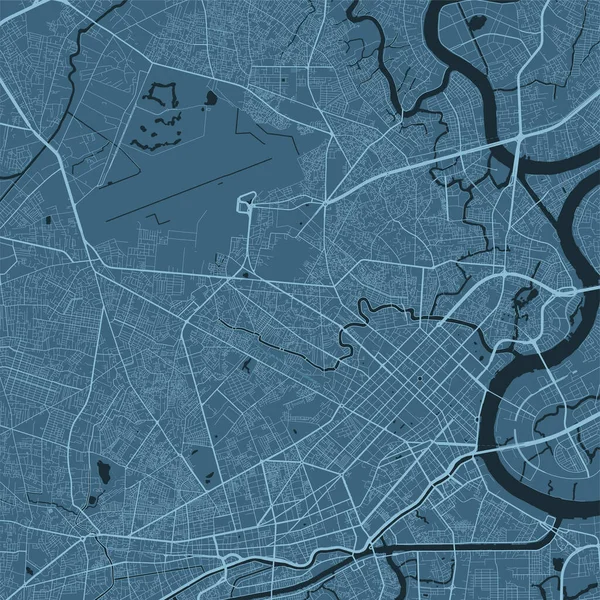 Hintergrund Chi Minh Karte Vietnam Blaues Stadtplakat Vektorkarte Mit Straßen — Stockvektor