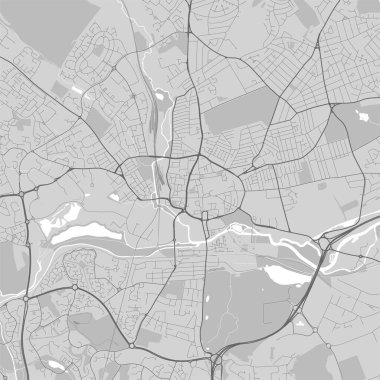Northampton, İngiltere 'nin siyah beyaz haritası