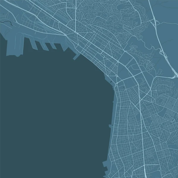 Selanik Haritası Mavi Sokak Haritası Posteri Yunanistan Şehir — Stok Vektör
